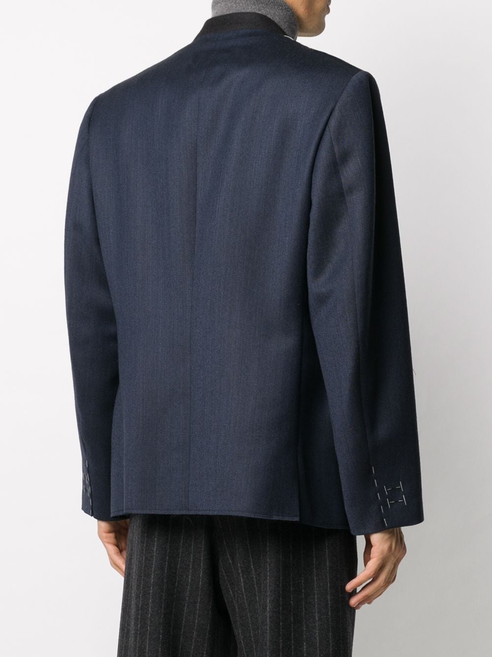 collarless wool jacket - 4