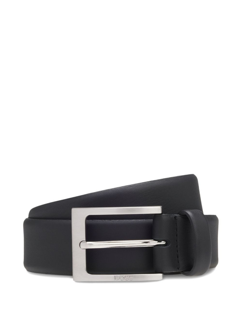 BOSS logo-engraved leather belt outlook