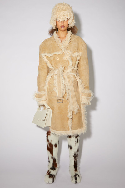 Acne Studios Double breasted shearling coat - Beige outlook