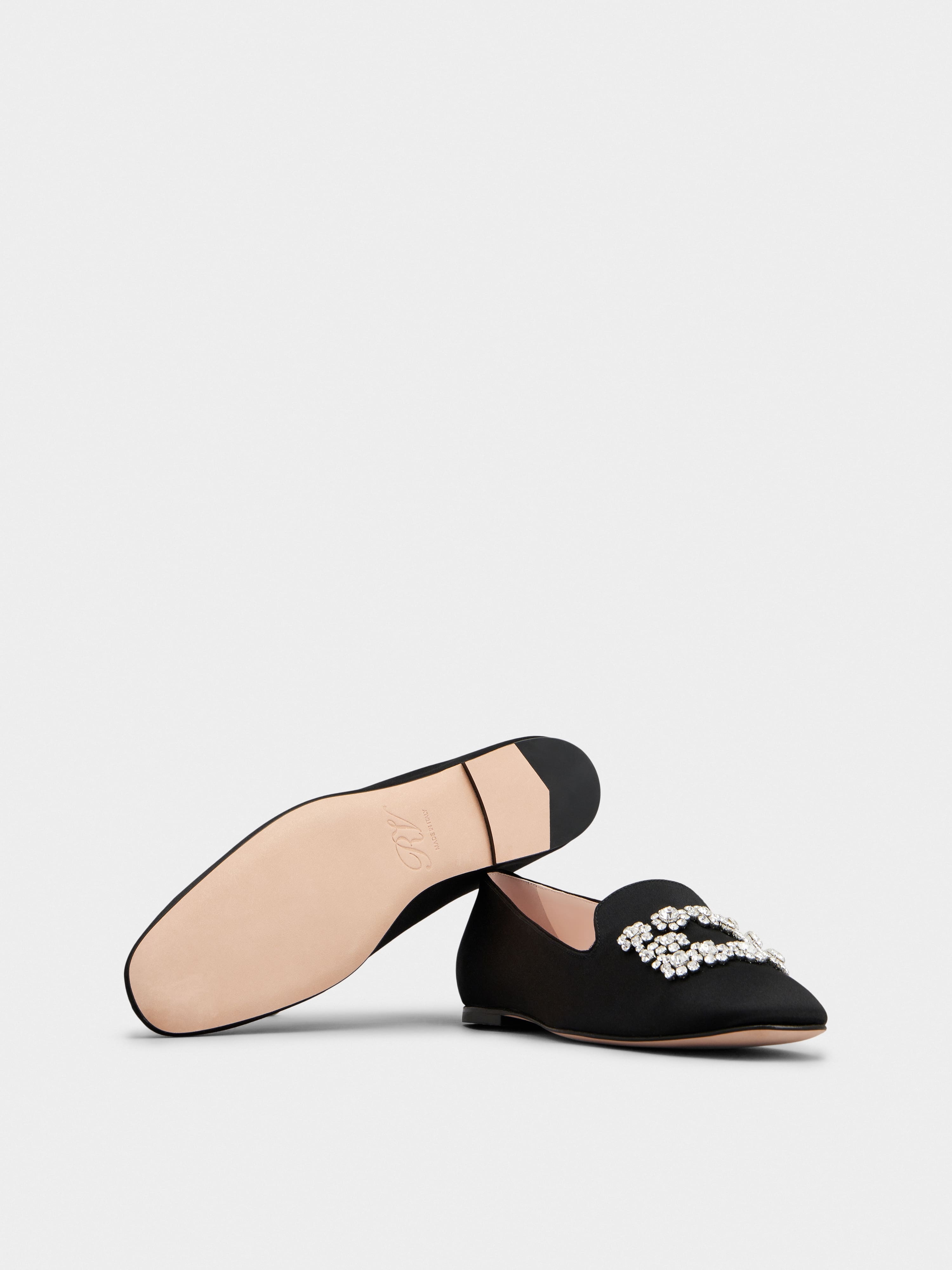 Flower Strass Embroidered Buckle Loafers in Satin - 6