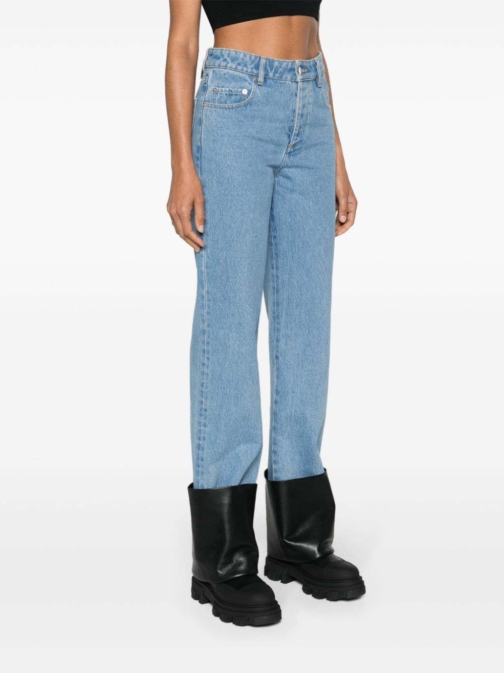 turn-up detailed straight-leg jeans - 3