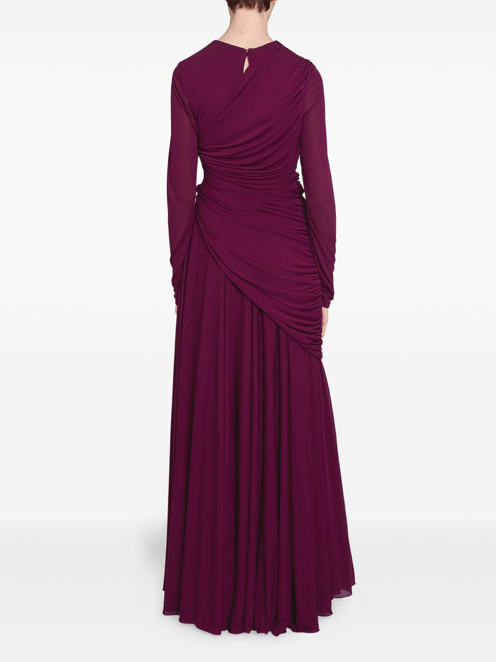 draped long-sleeve maxi dress - 5