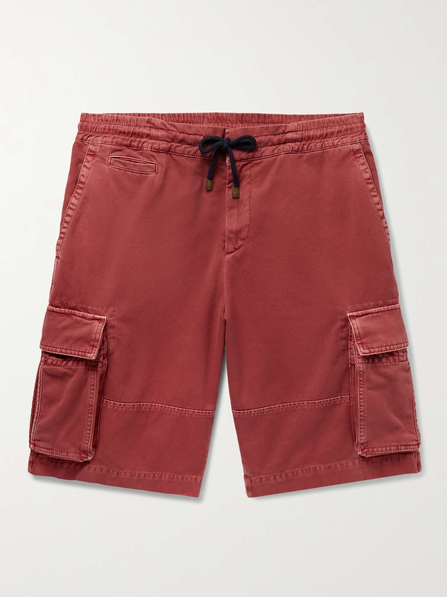 Garment-Dyed Cotton-Twill Drawstring Cargo Shorts - 1