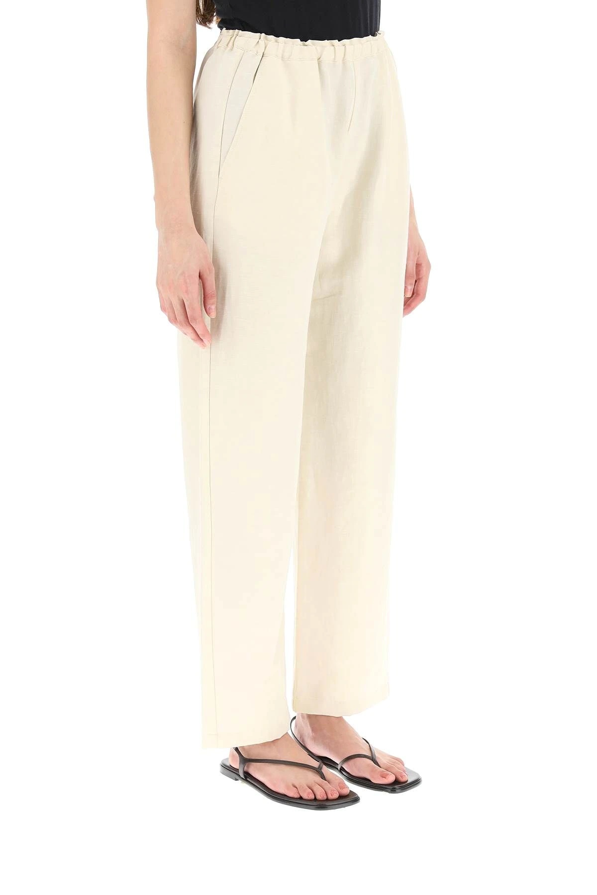 LINEN BLEND SLACK TROUSERS - 3