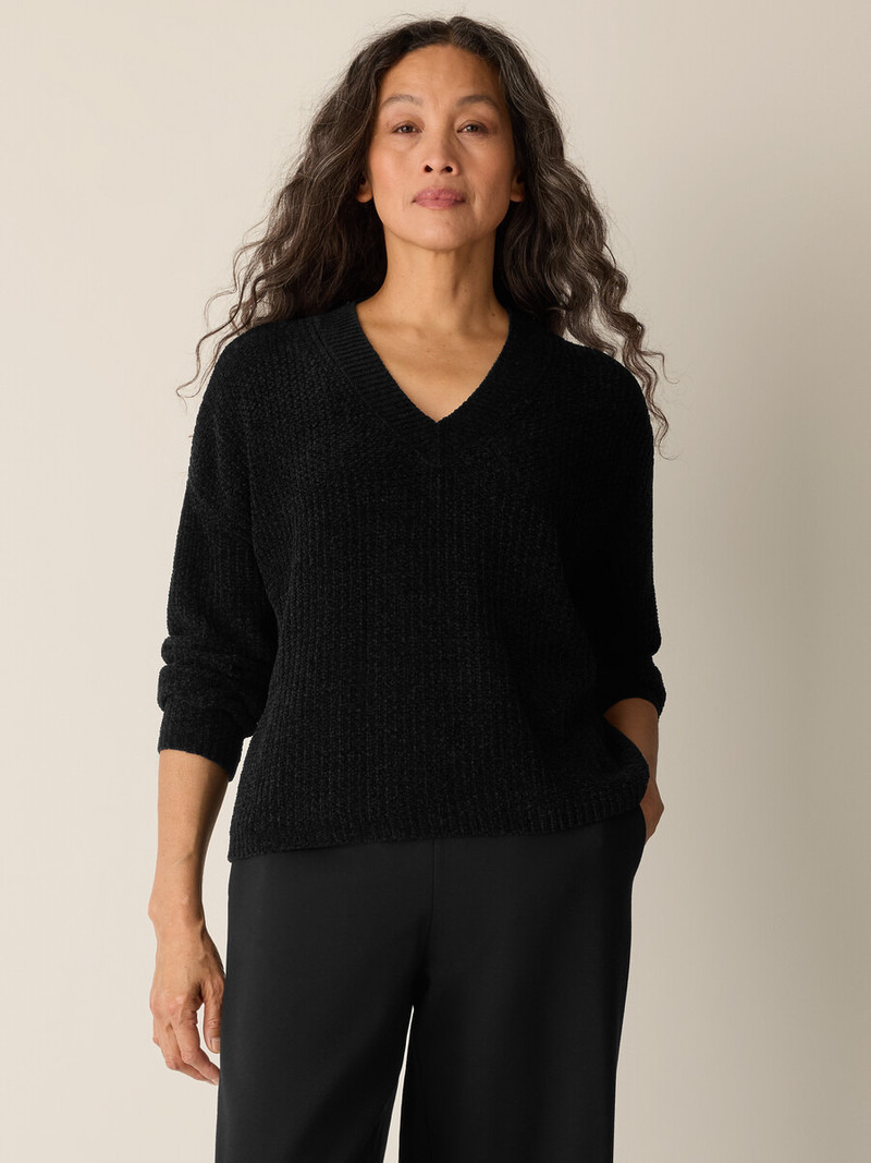 EILEEN FISHER Chenille Blend V-Neck Top outlook