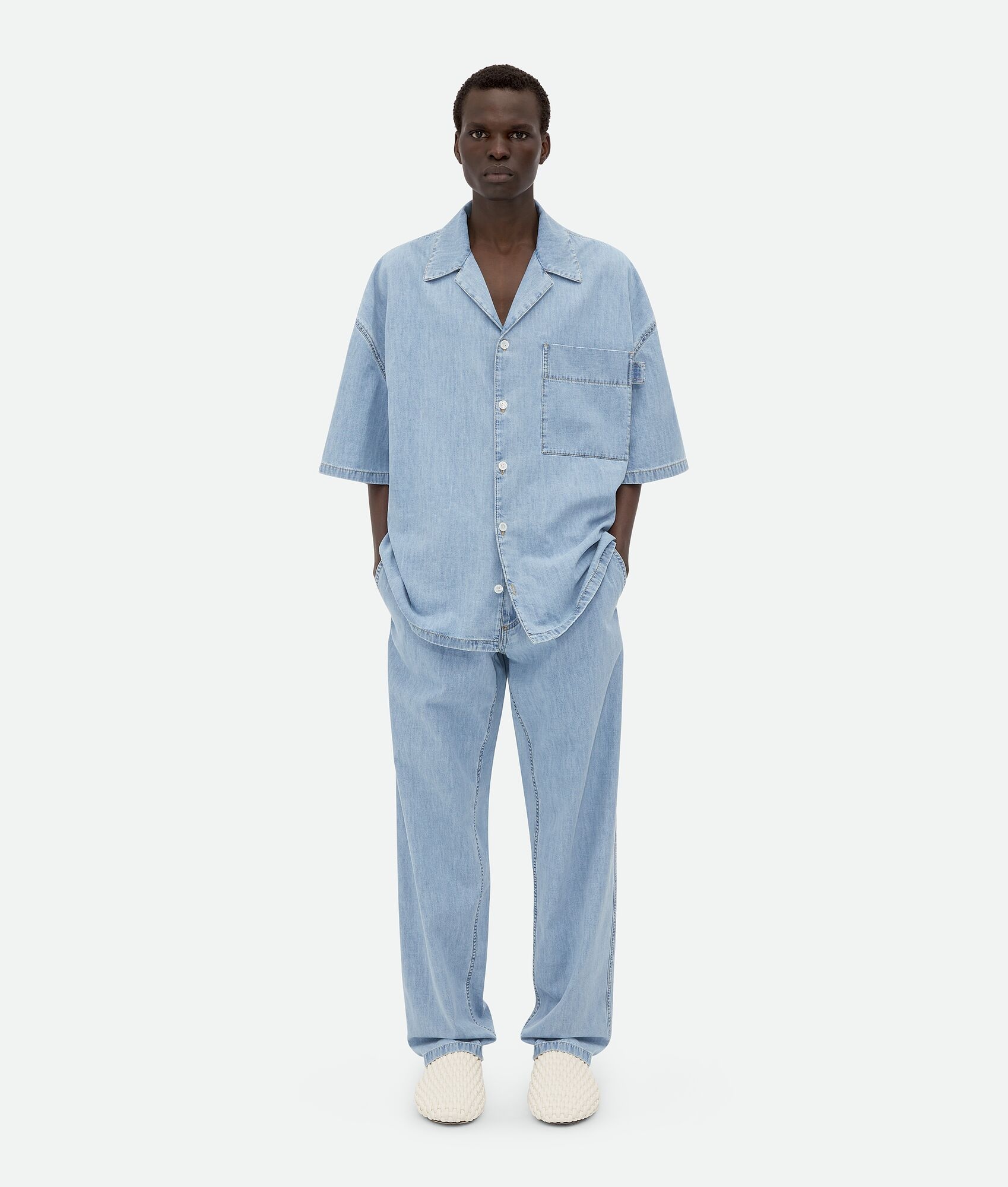 Light Bleached Elasticated Denim - 4