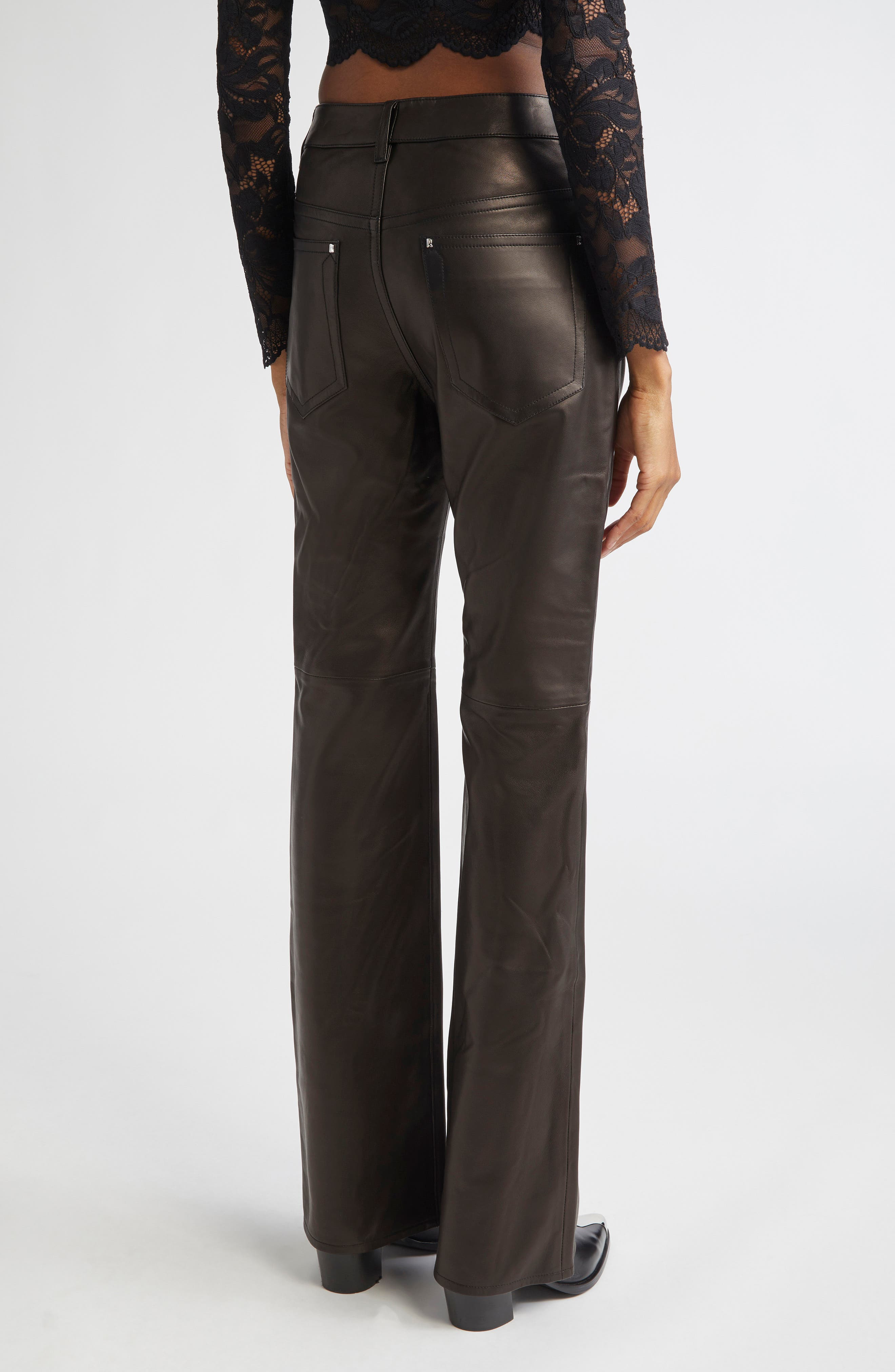 Rabanne Flare Lambskin Leather Pants in Black at Nordstrom - 3