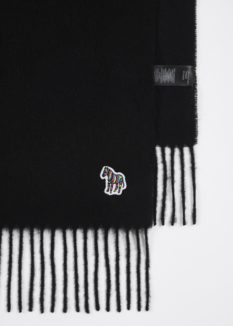 Paul Smith Black Lambswool Zebra Scarf outlook