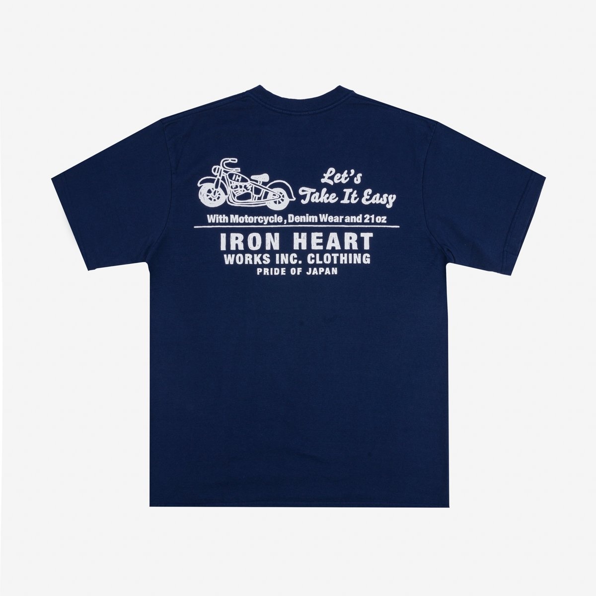 IHT-2404-NAV 7.5oz Printed Loopwheel Crew Neck T-Shirt - Navy - 5