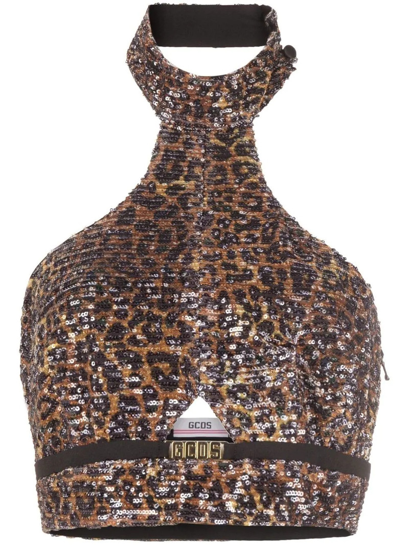 leopard-print halterneck top 1
