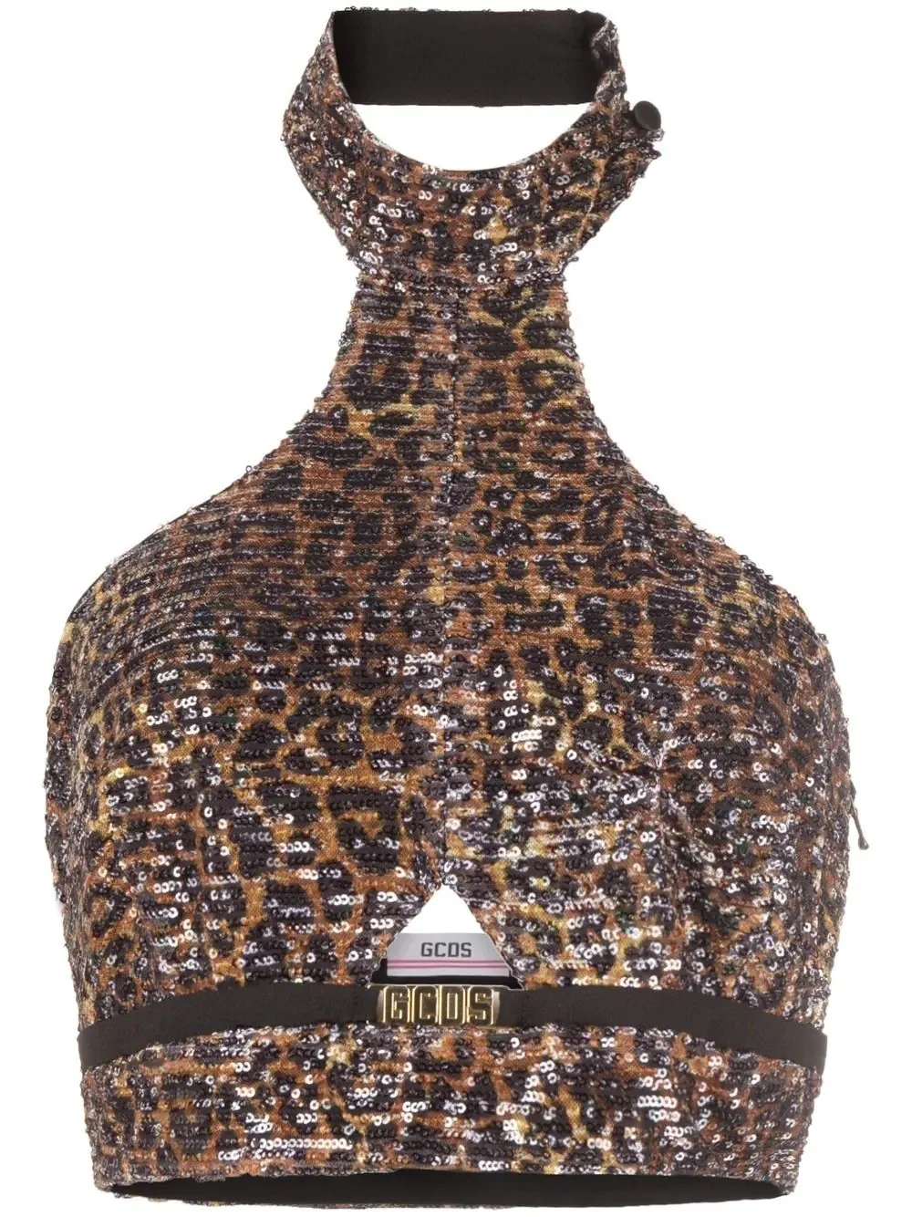 leopard-print halterneck top - 1