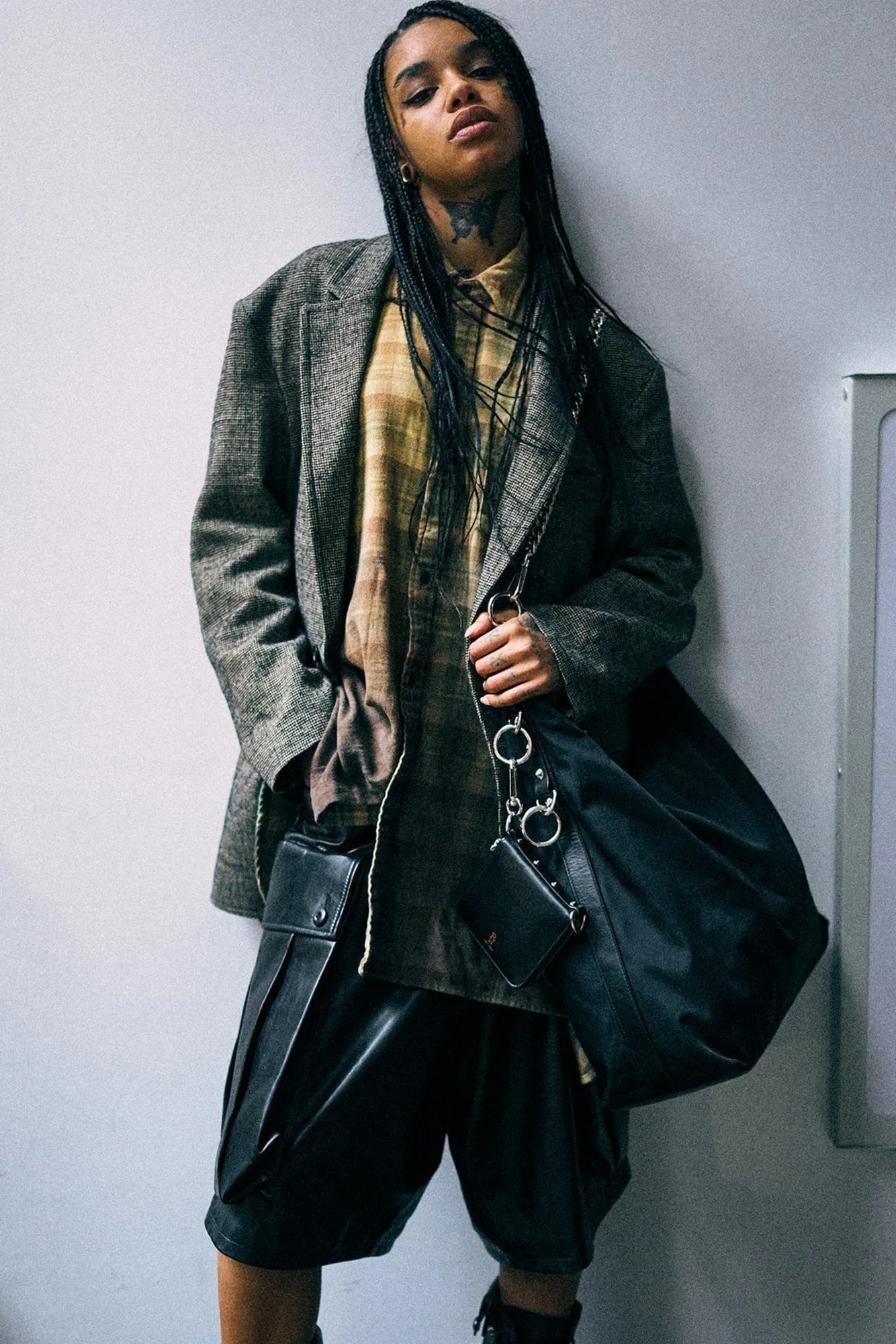 Oversized Ragged Blazer With Combo Sleeve Lining - 1