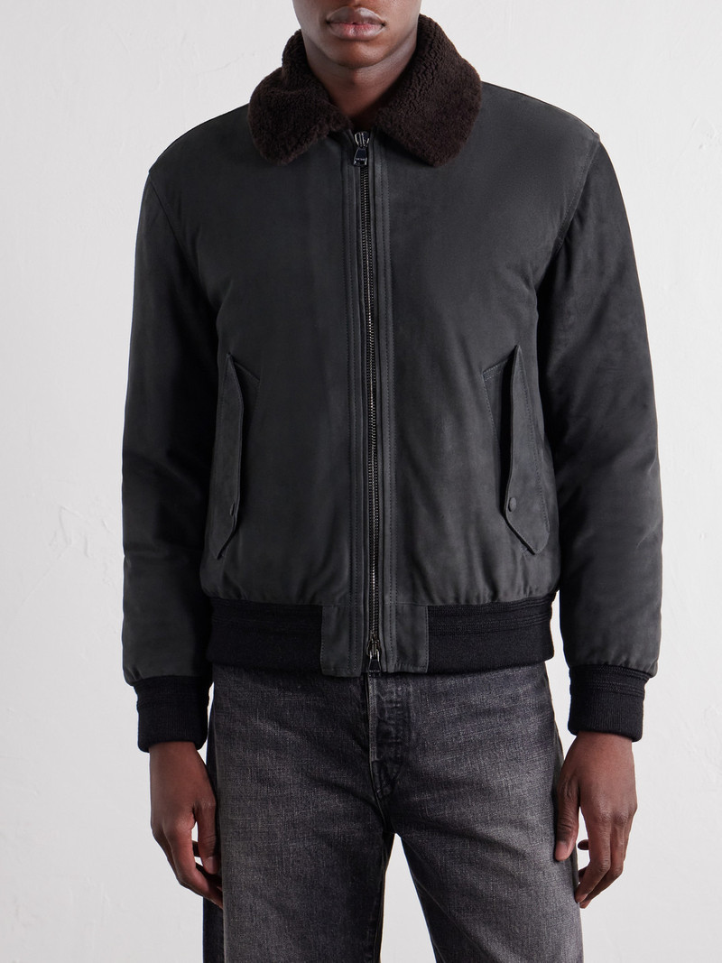 Cudden Plush-Trimmed Suede Down Jacket 3