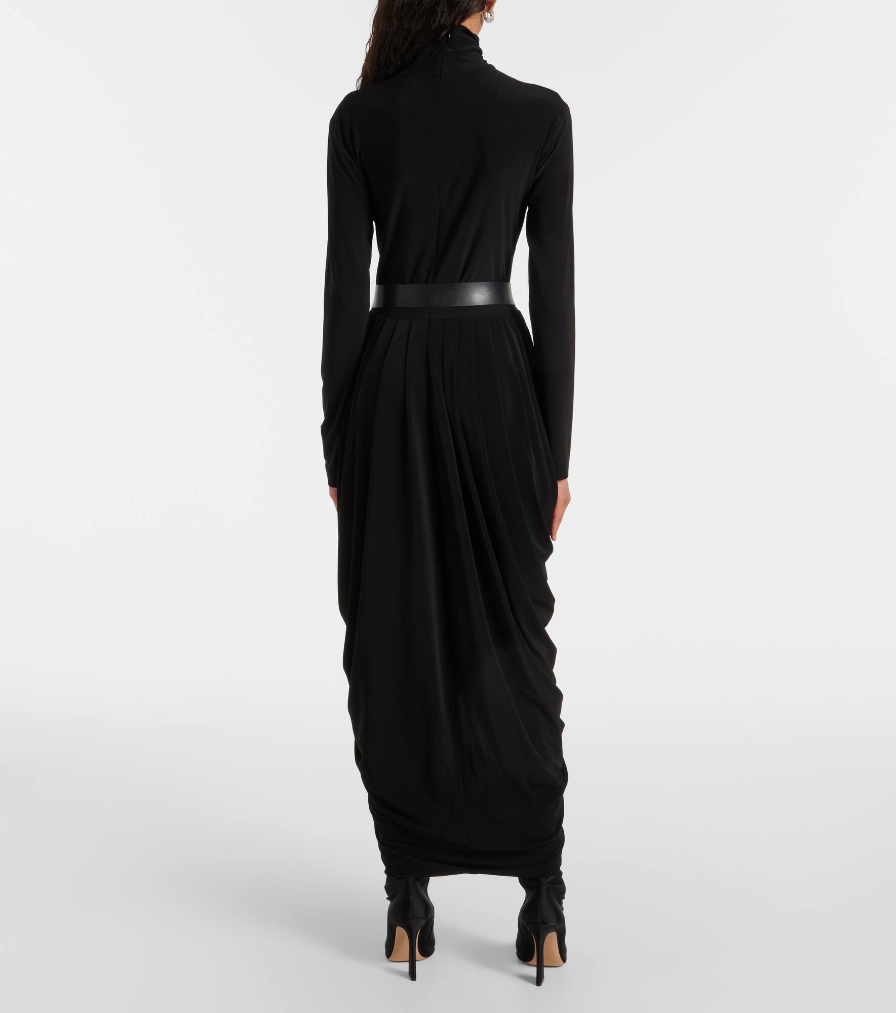 Draped turtleneck midi dress - 3