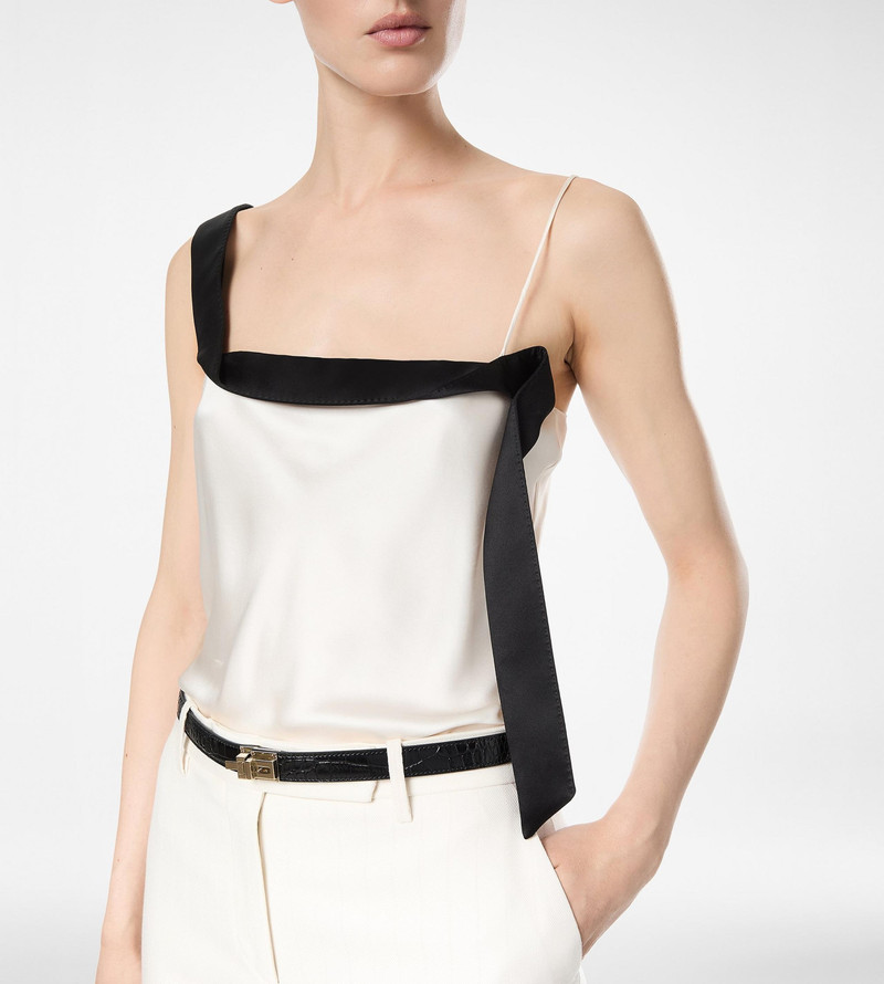 TOM FORD SILK SATIN CAMISOLE TOP WITH TUXEDO BAND outlook