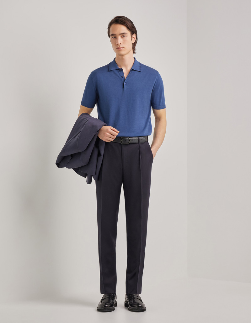 Canali NAVY BLUE PURE IMPECCABILE WOOL REGULAR-FIT PANTS WITH PLEAT outlook
