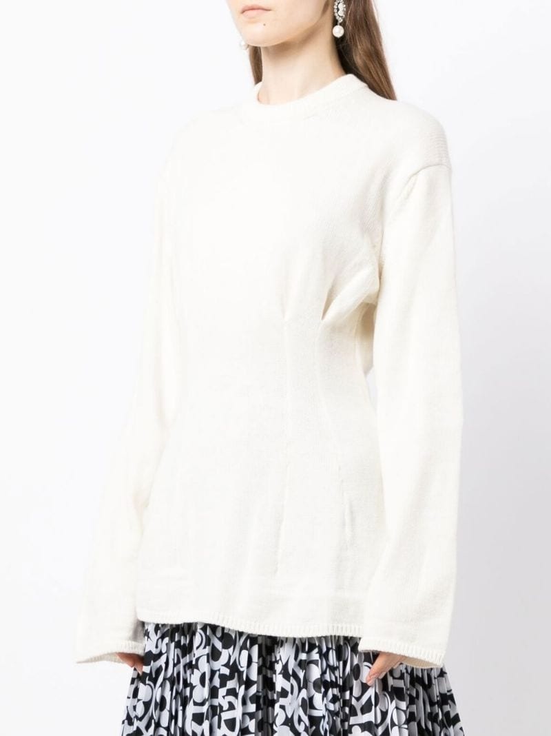 fitted-waist round-neck jumper - 5