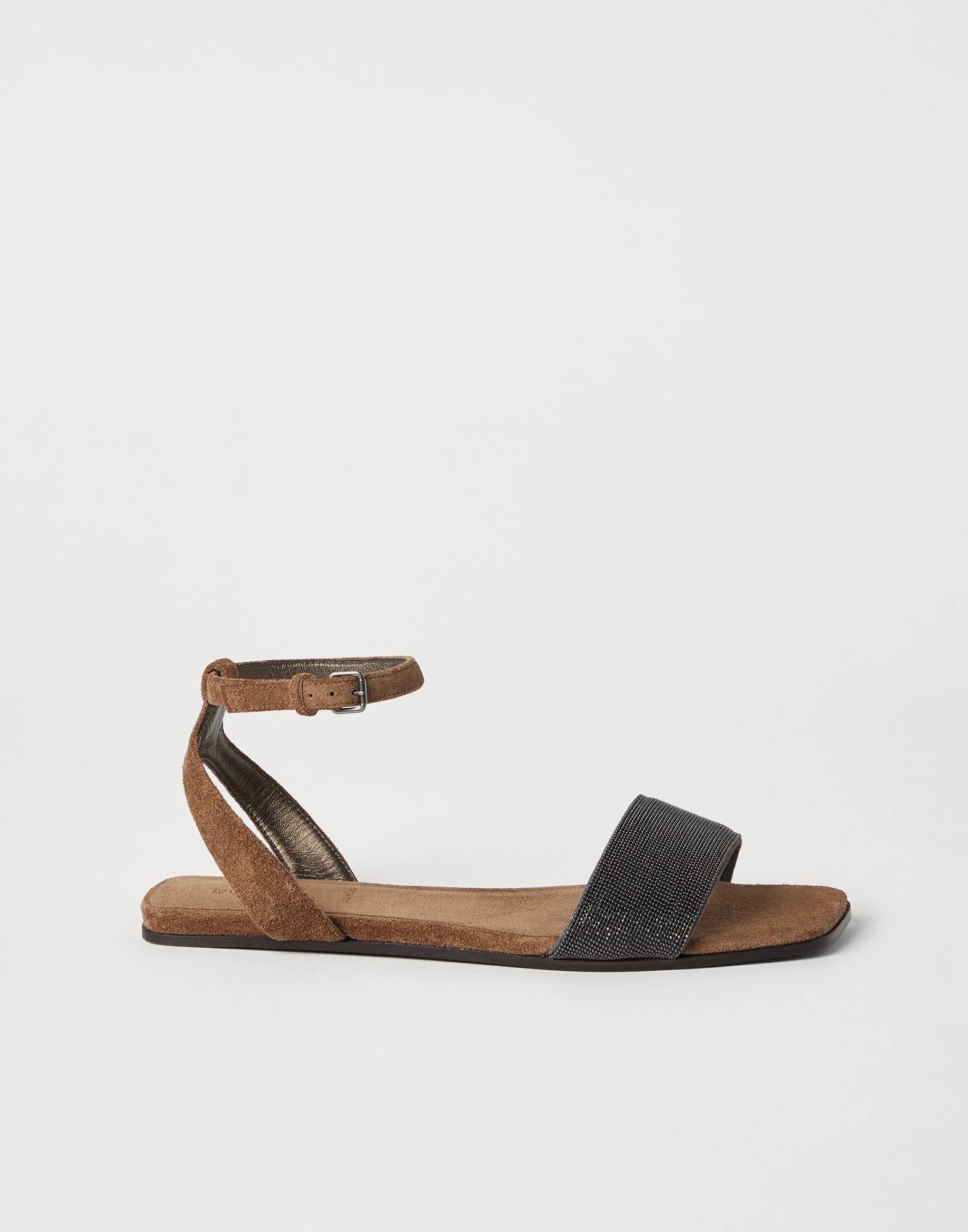 Suede sandals with precious strap - 5