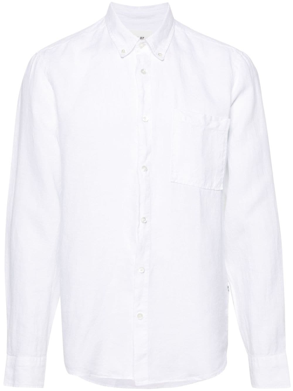 button-down collar linen shirt - 1