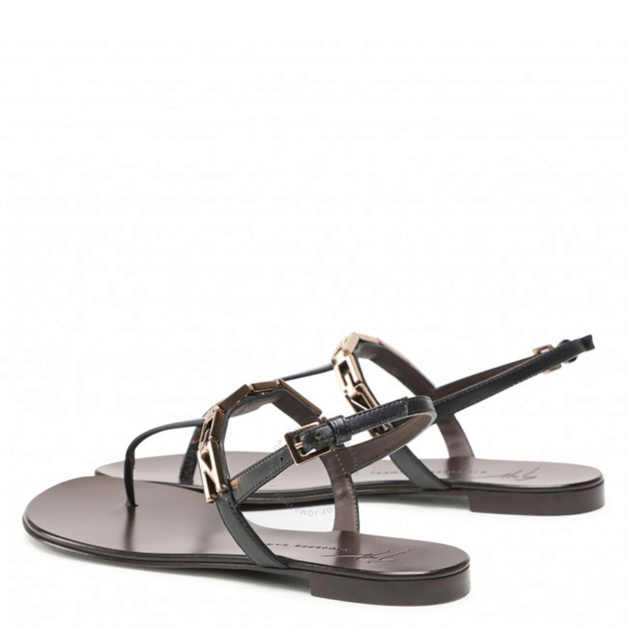 Giuseppe Zanotti Ladies Black Musicaa Monogram Thong Sandals - 3