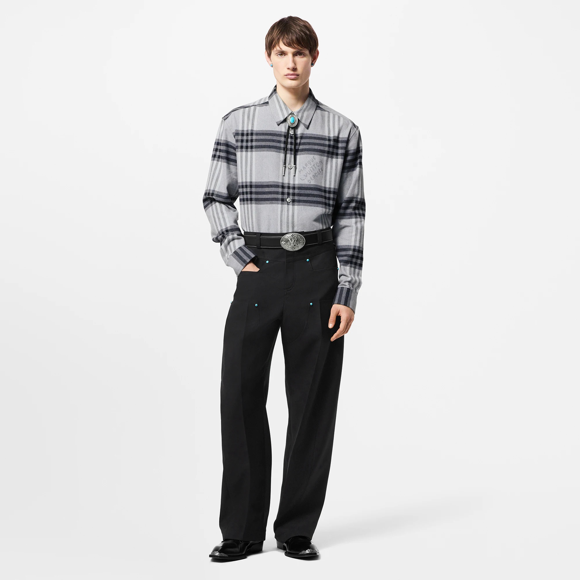 Long-Sleeved Cotton Flannel Shirt - 4
