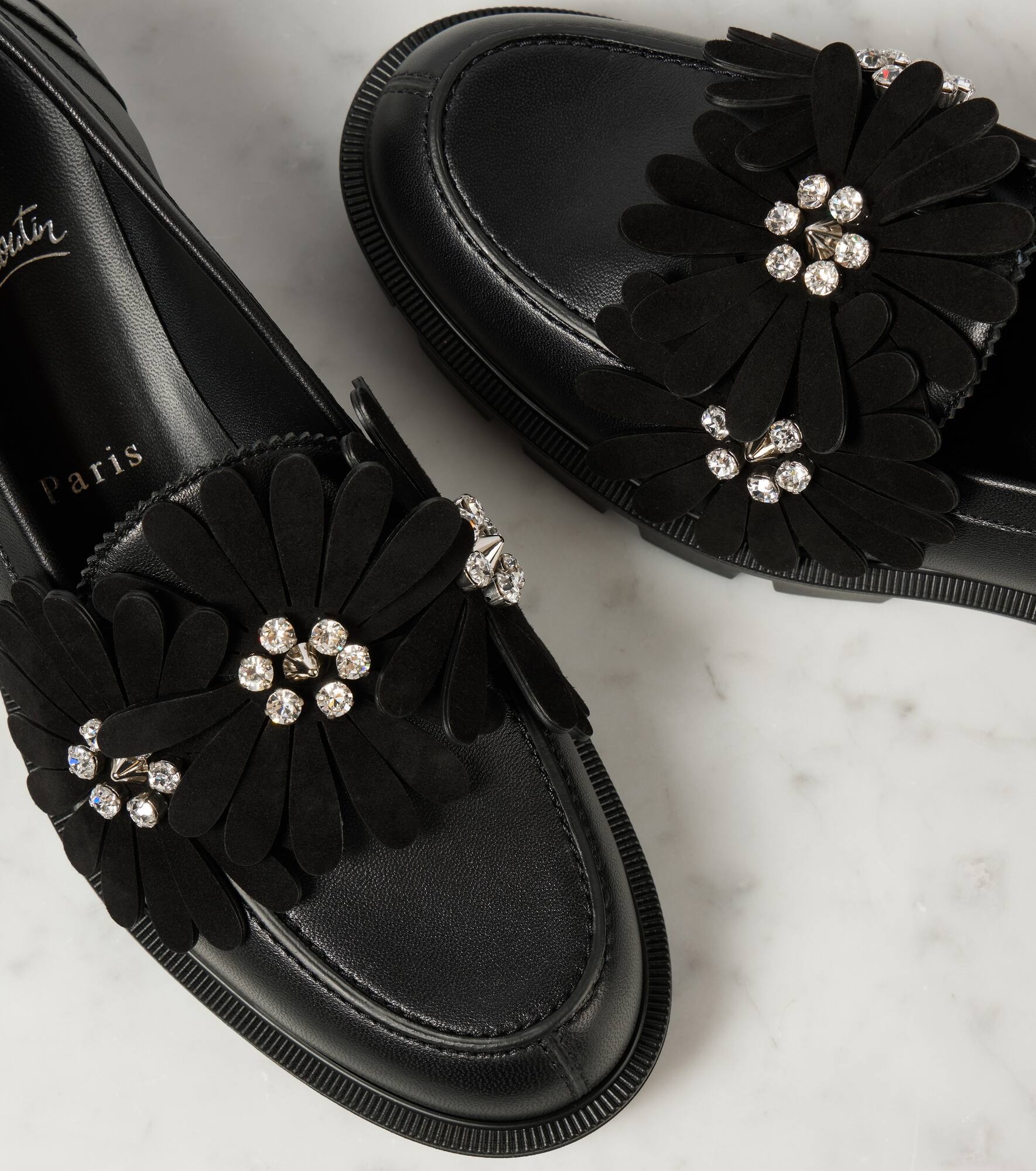 Flora Moc embellished leather loafers - 6