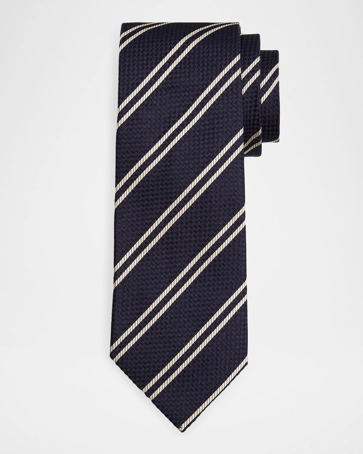 Men's Woven Diagonal-Stripe Silk Tie - 1