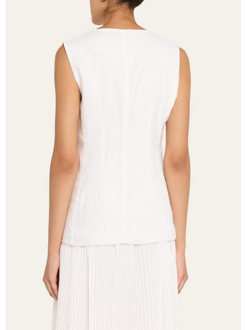Button-Front Linen Vest 3