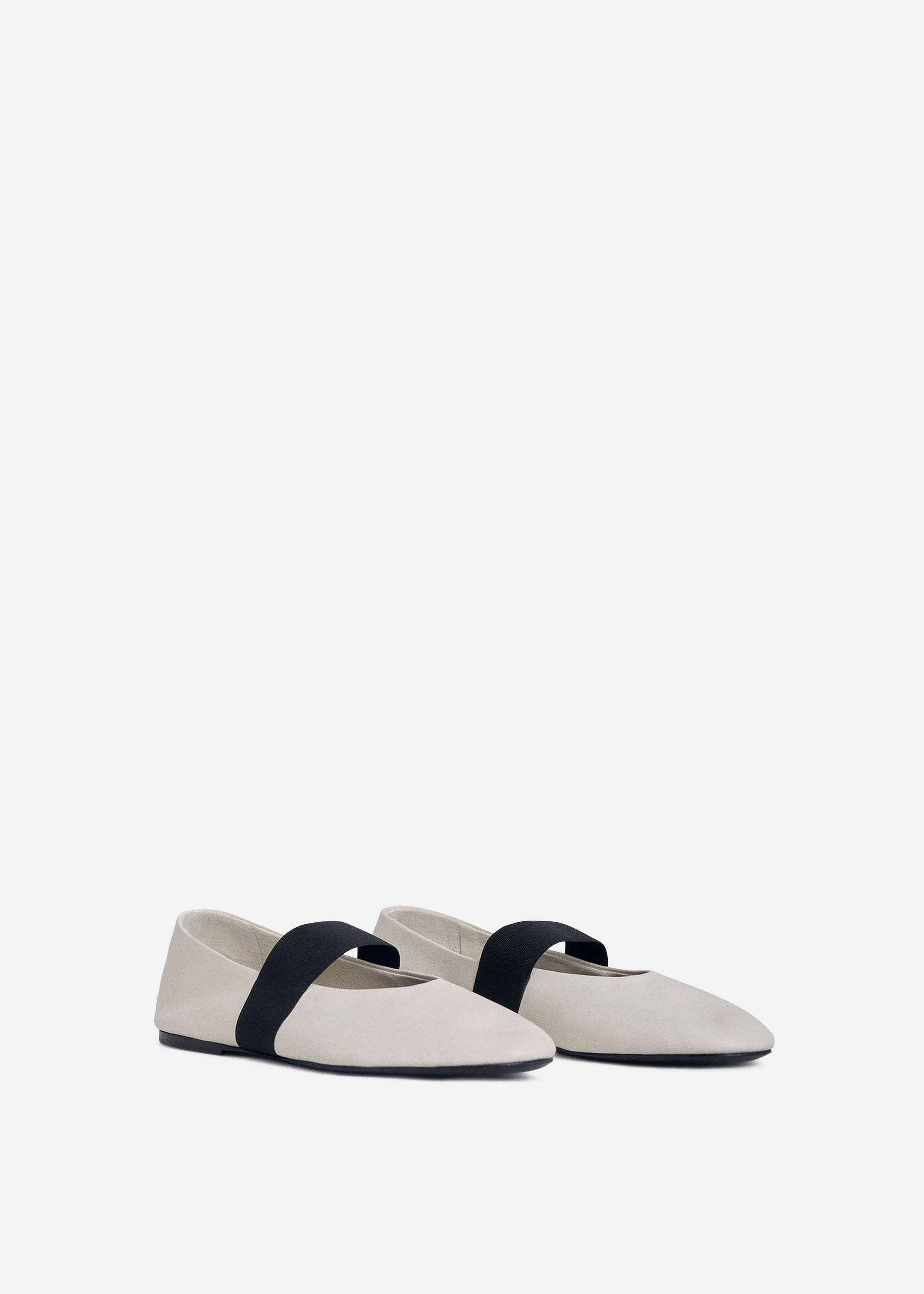 Elastic Ballerina Flat in Ivory - 2