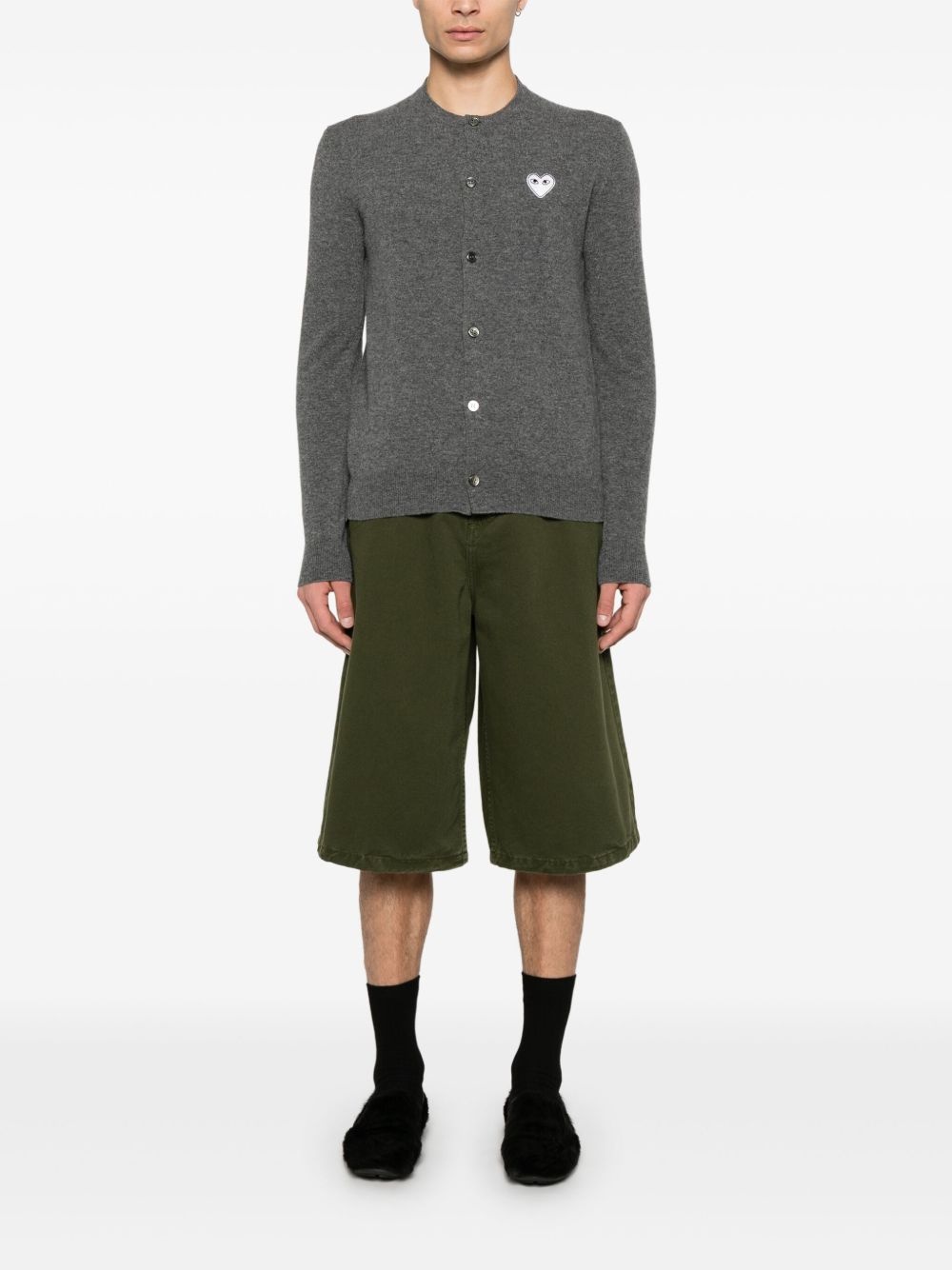logo-patch cardigan - 2