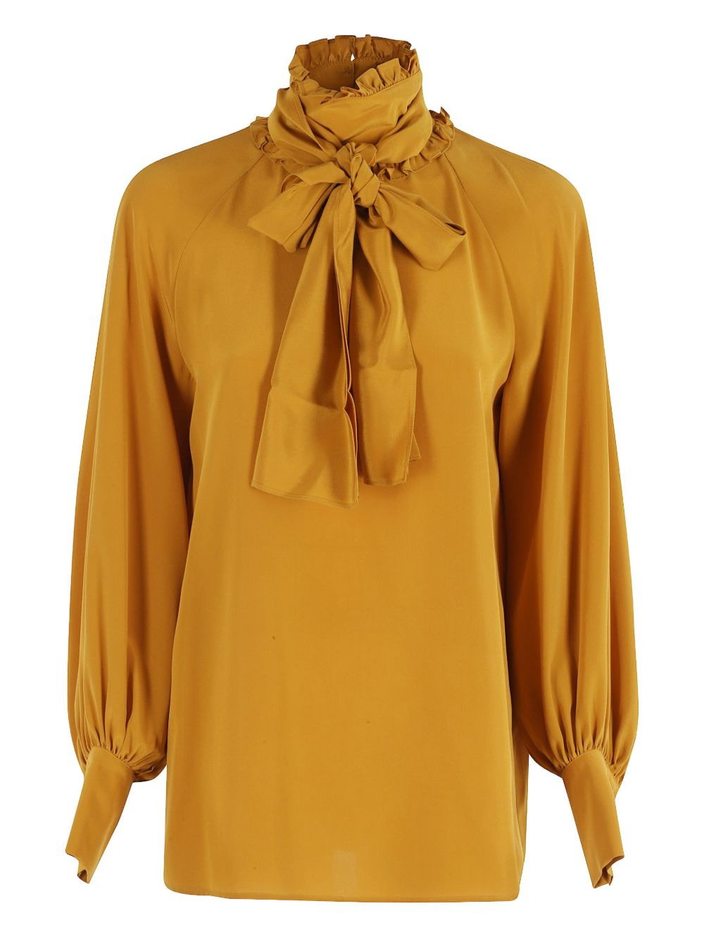 ruffled-neck silk blouse - 1