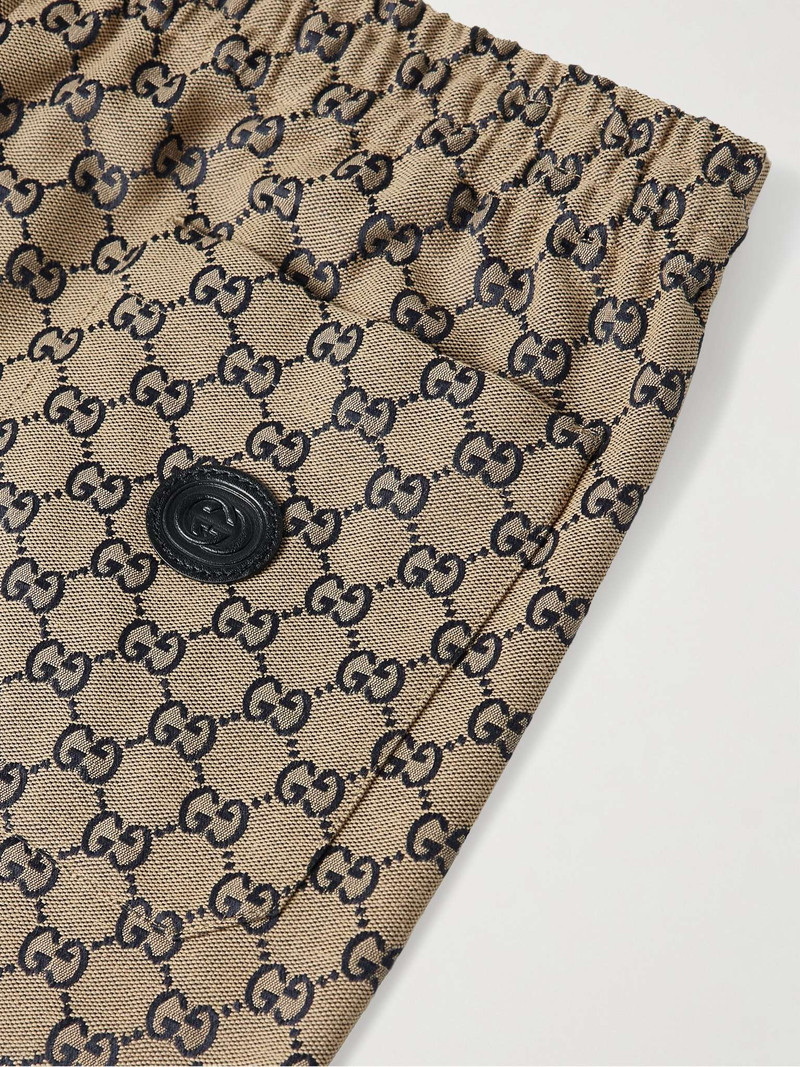 Straight-Leg Logo-Jacquard Cotton-Blend Drawstring Trousers 5