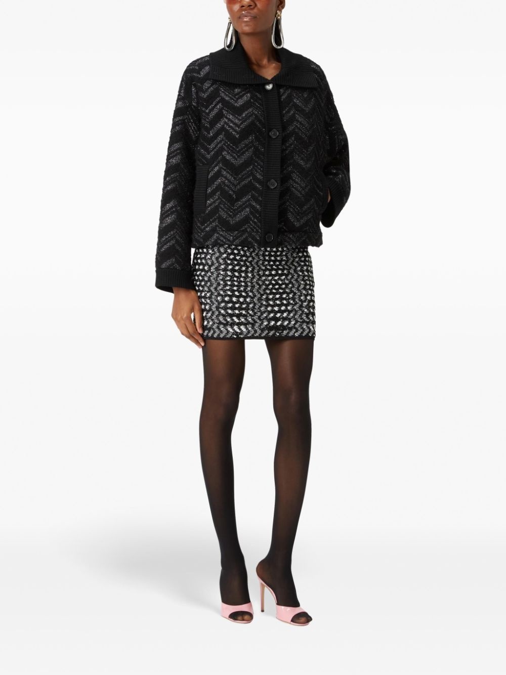 Zigzag lamé slub mini skirt - 2