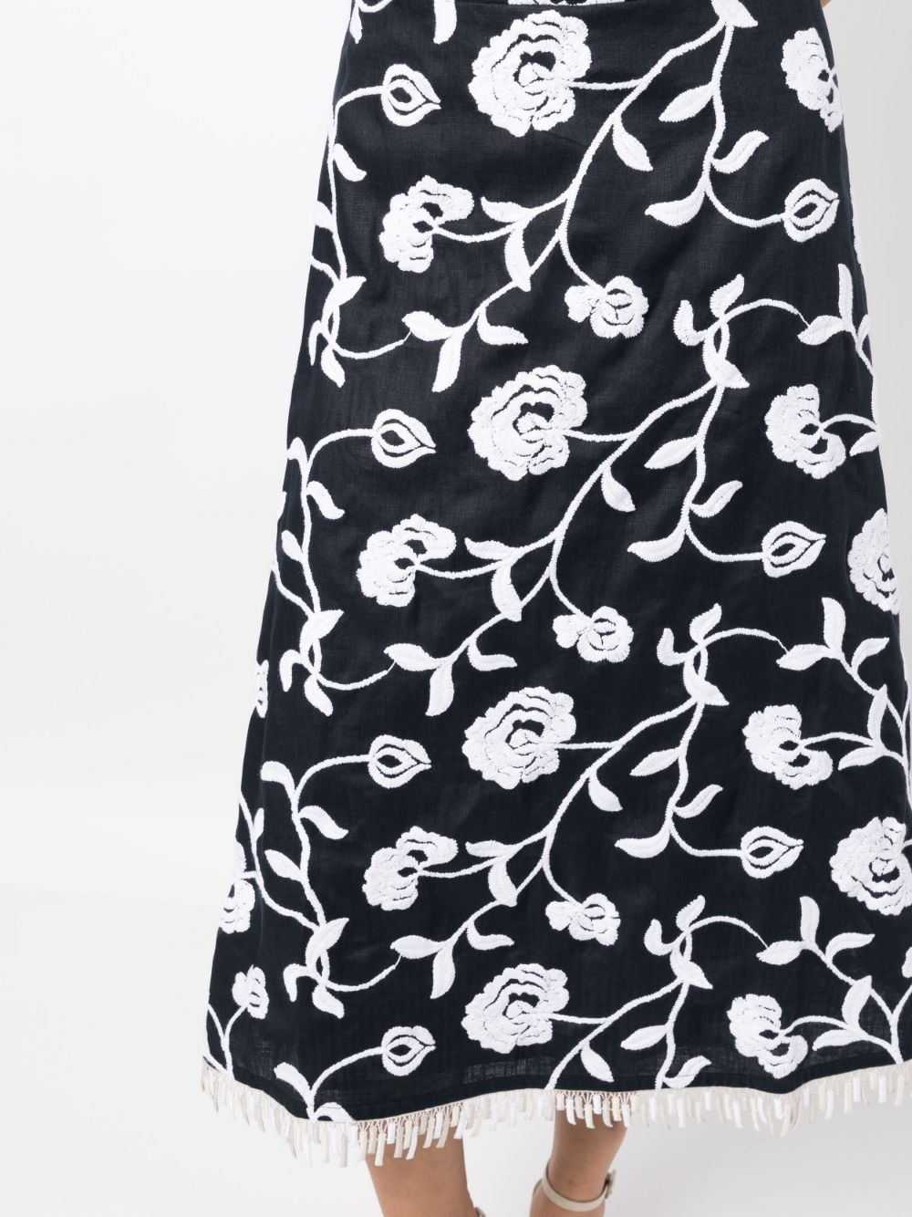 floral-embroidered A-line midi skirt - 5