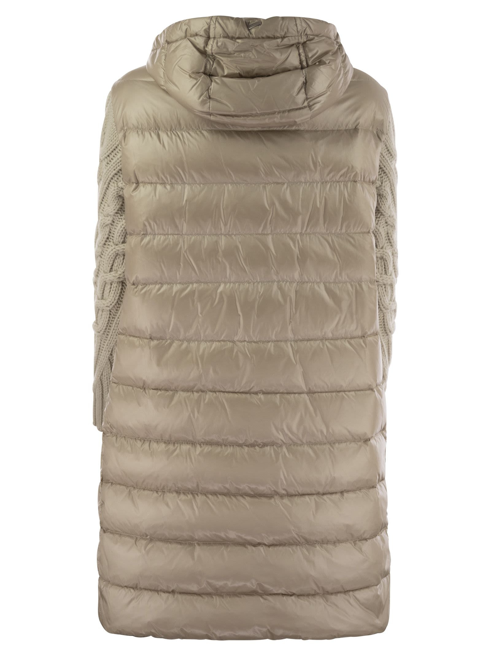 Herno Women Long Down Jacket With Wool Sleeves - 2