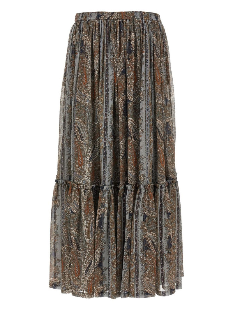 SAINT LAURENT paisley-print ruffled skirt outlook