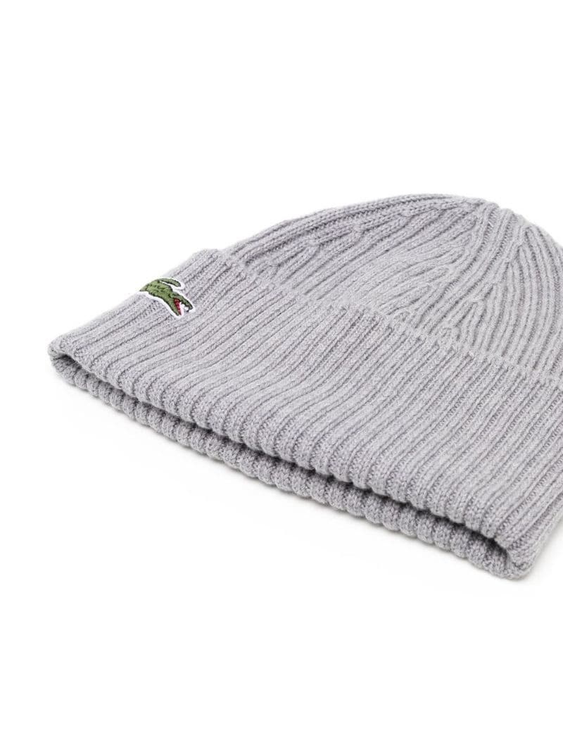 Crocodile-patch wool beanie - 2