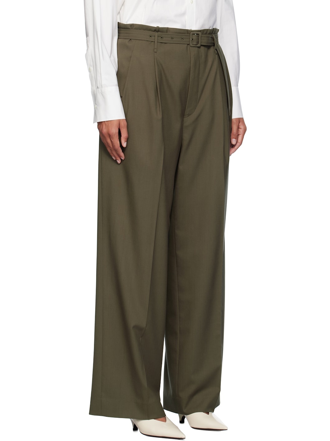Khaki Super Fine Tropical Wool Trousers - 2