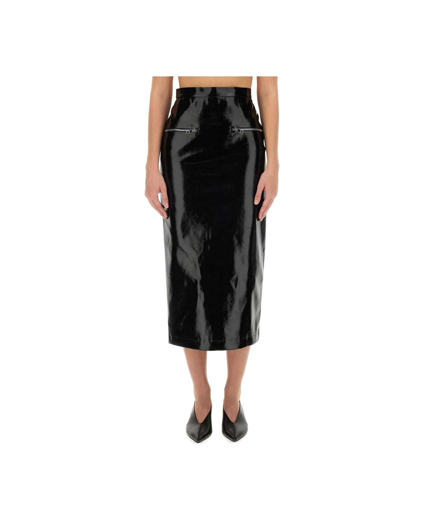 Patent Leather Midi Skirt - 1