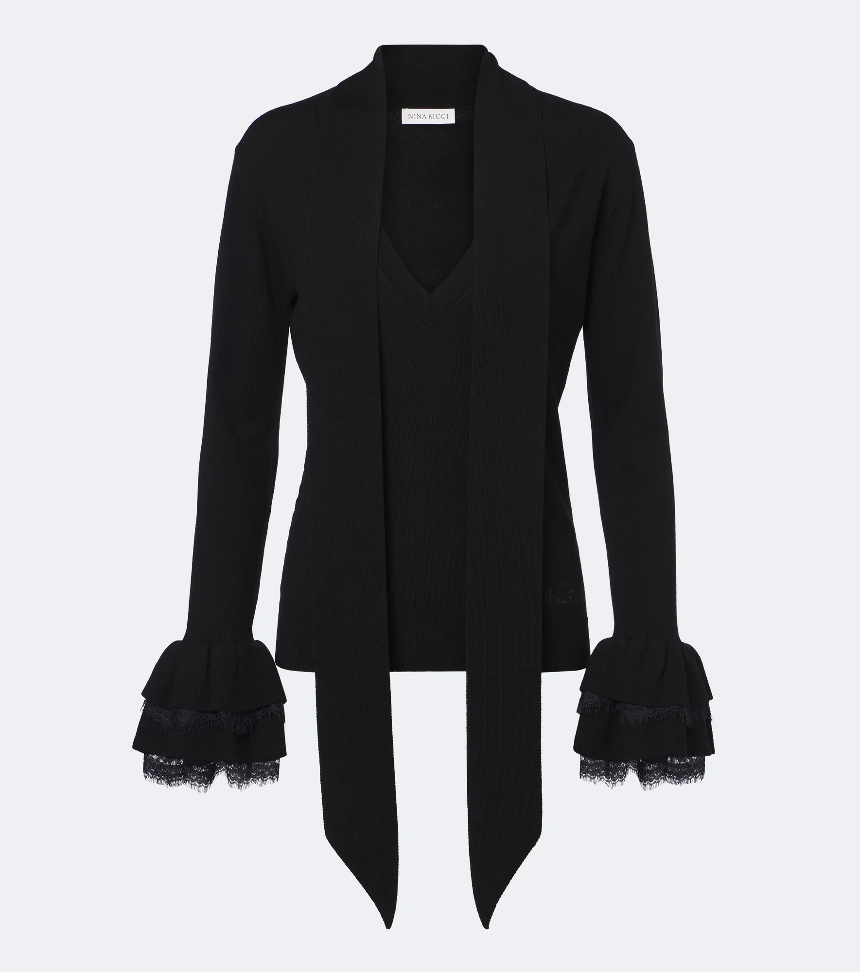 Lace-trimmed wool-blend top - 1