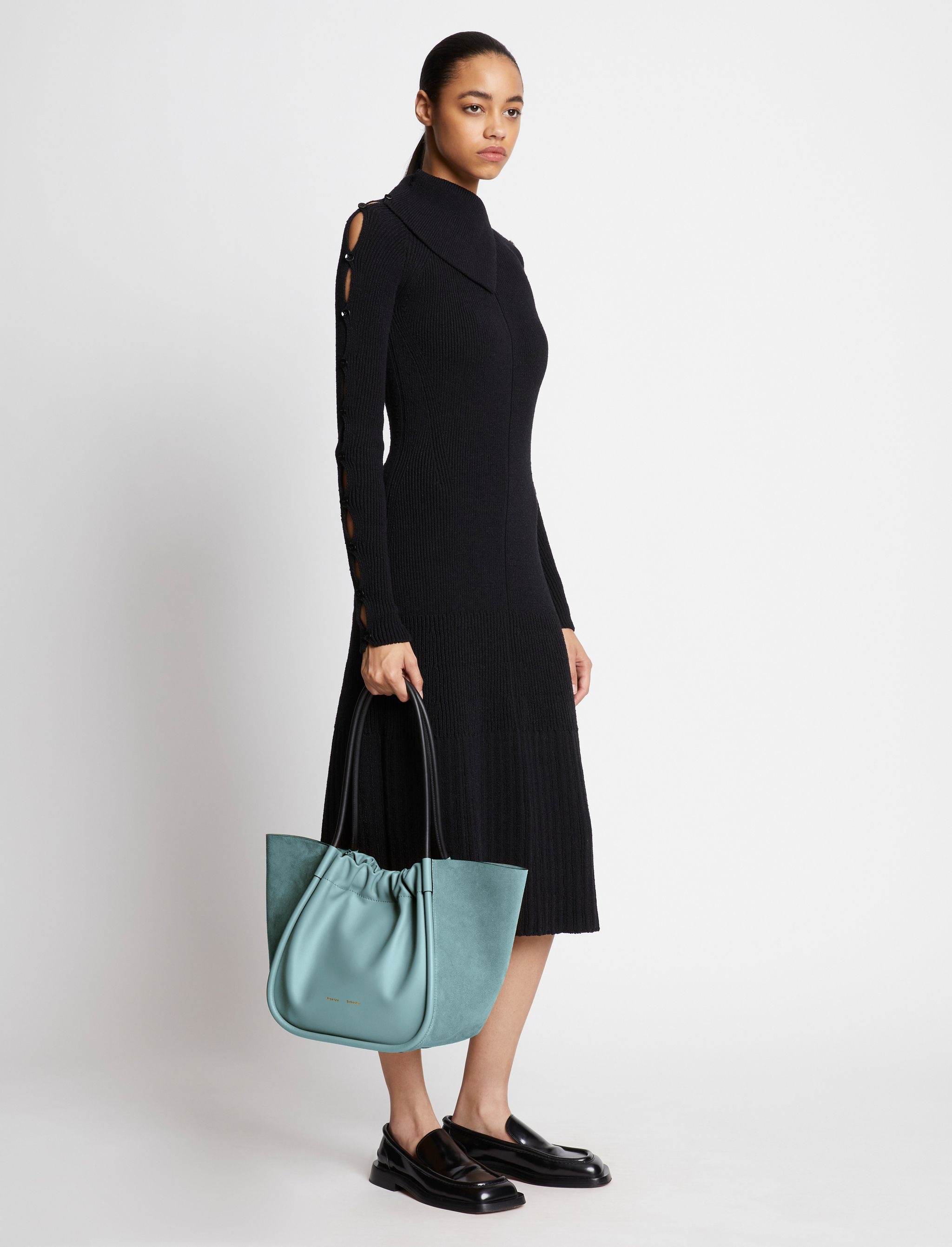 Large Suede Ruched Tote - 3