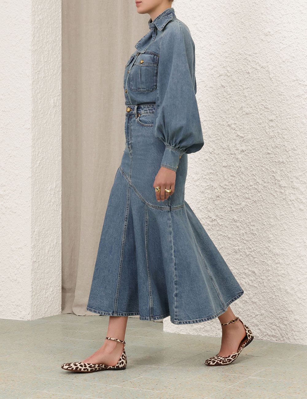 ILLUSTRATION DENIM MIDI SKIRT - 7