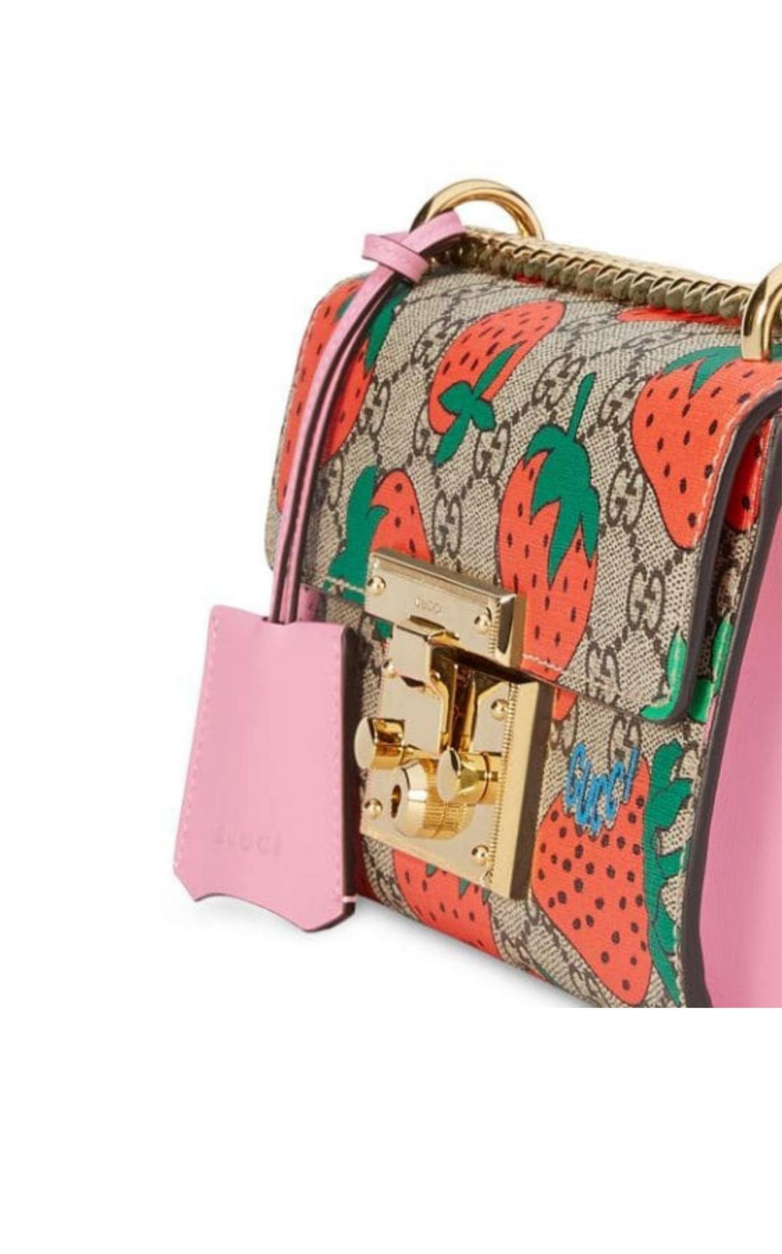 Padlock Gg Strawberry Small Shoulder Bag - 5