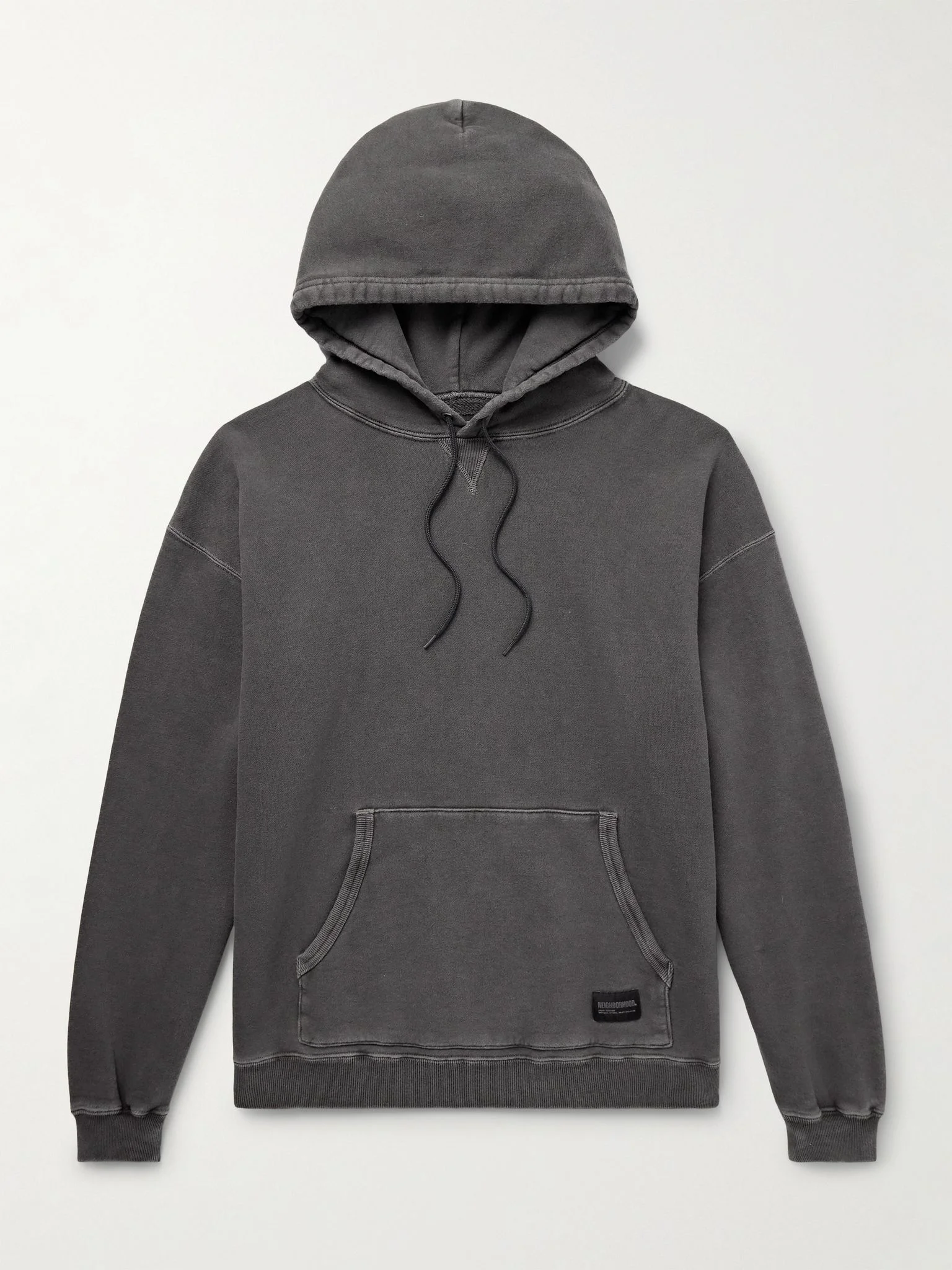 Pigment-Dyed Logo-Appliquéd Cotton-Jersey Hoodie Black - 1