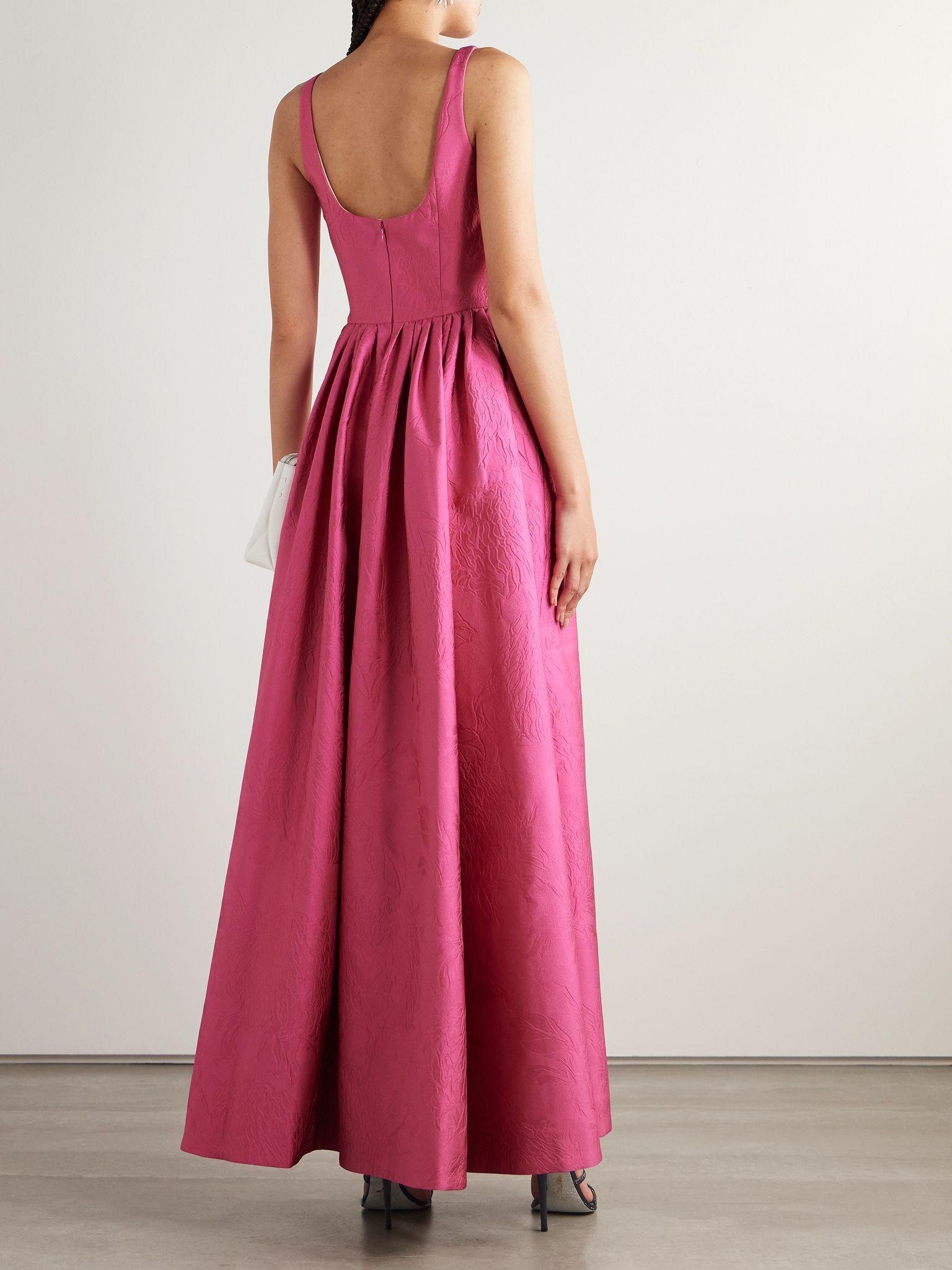 Ninette pleated cloqué gown Bright pink - 3