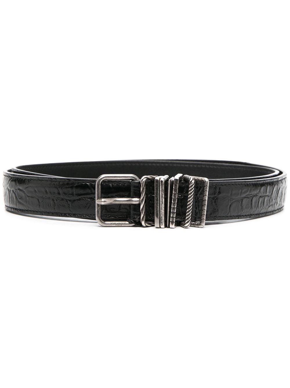 embossed square-buckle belt - 1