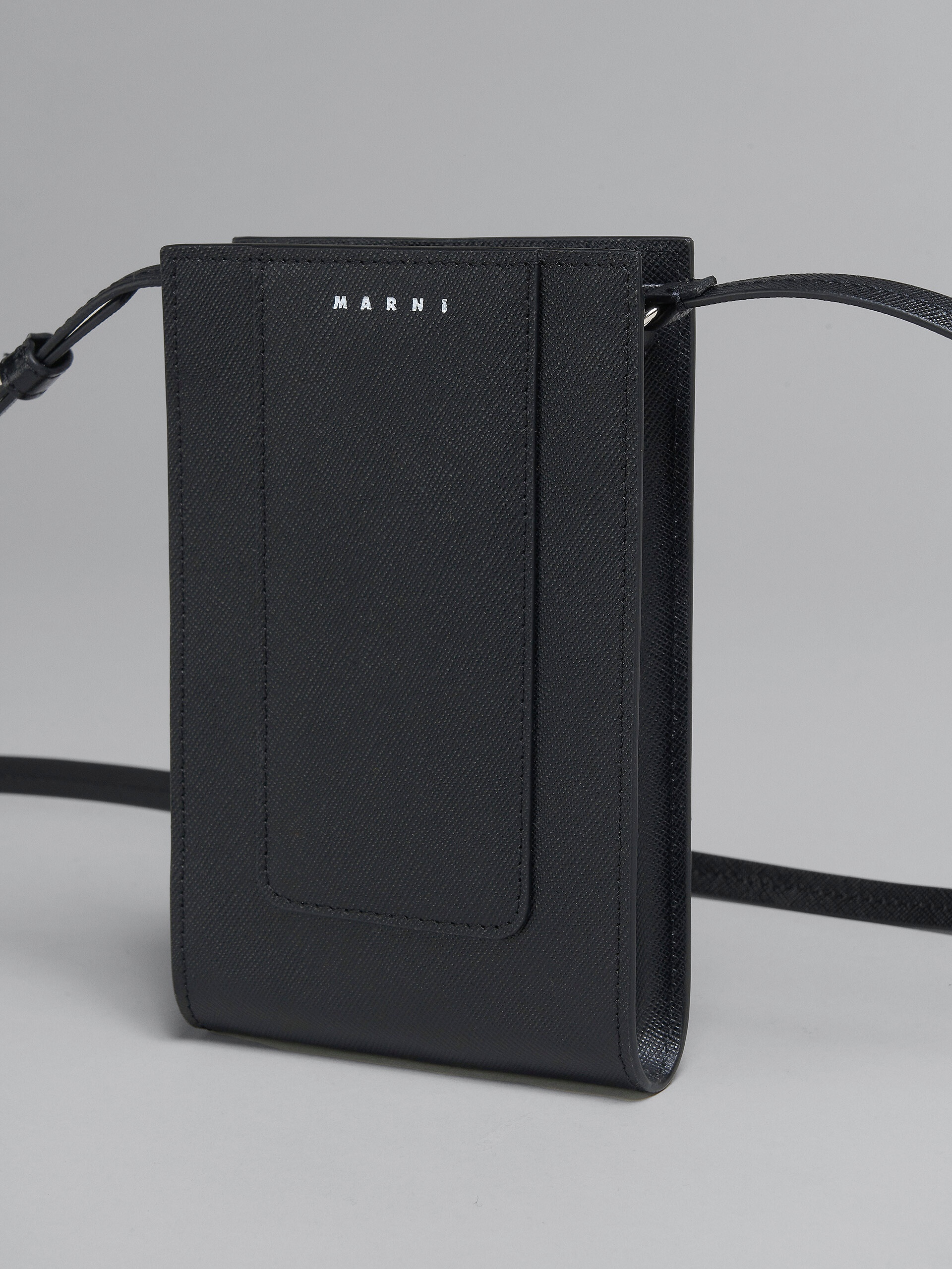 BLACK SAFFIANO LEATHER PHONE CASE - 5