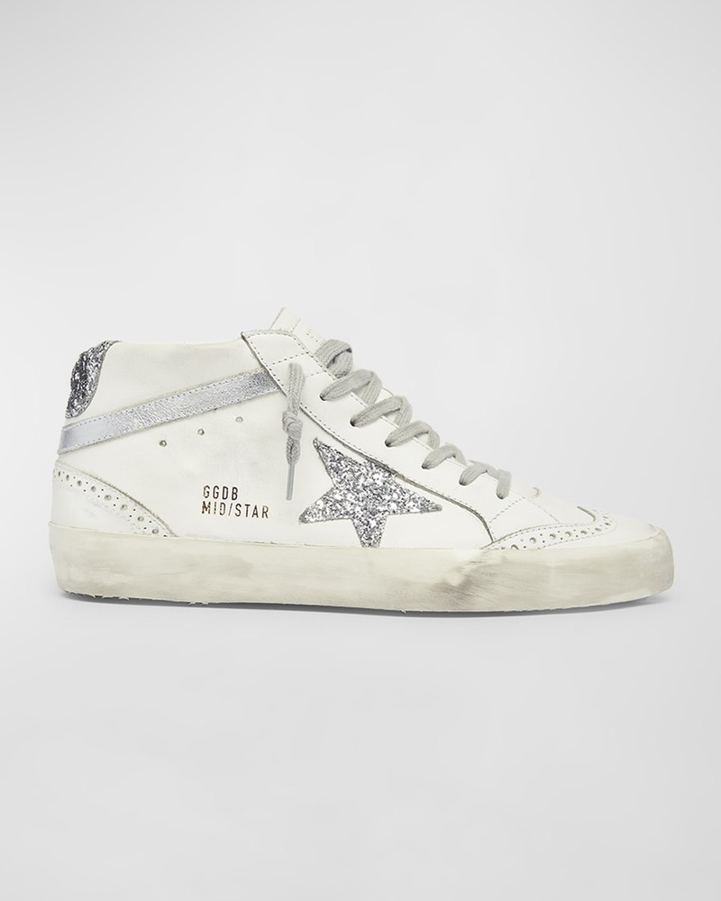 Mid Star Classic Glitter Leather Sneakers - 1