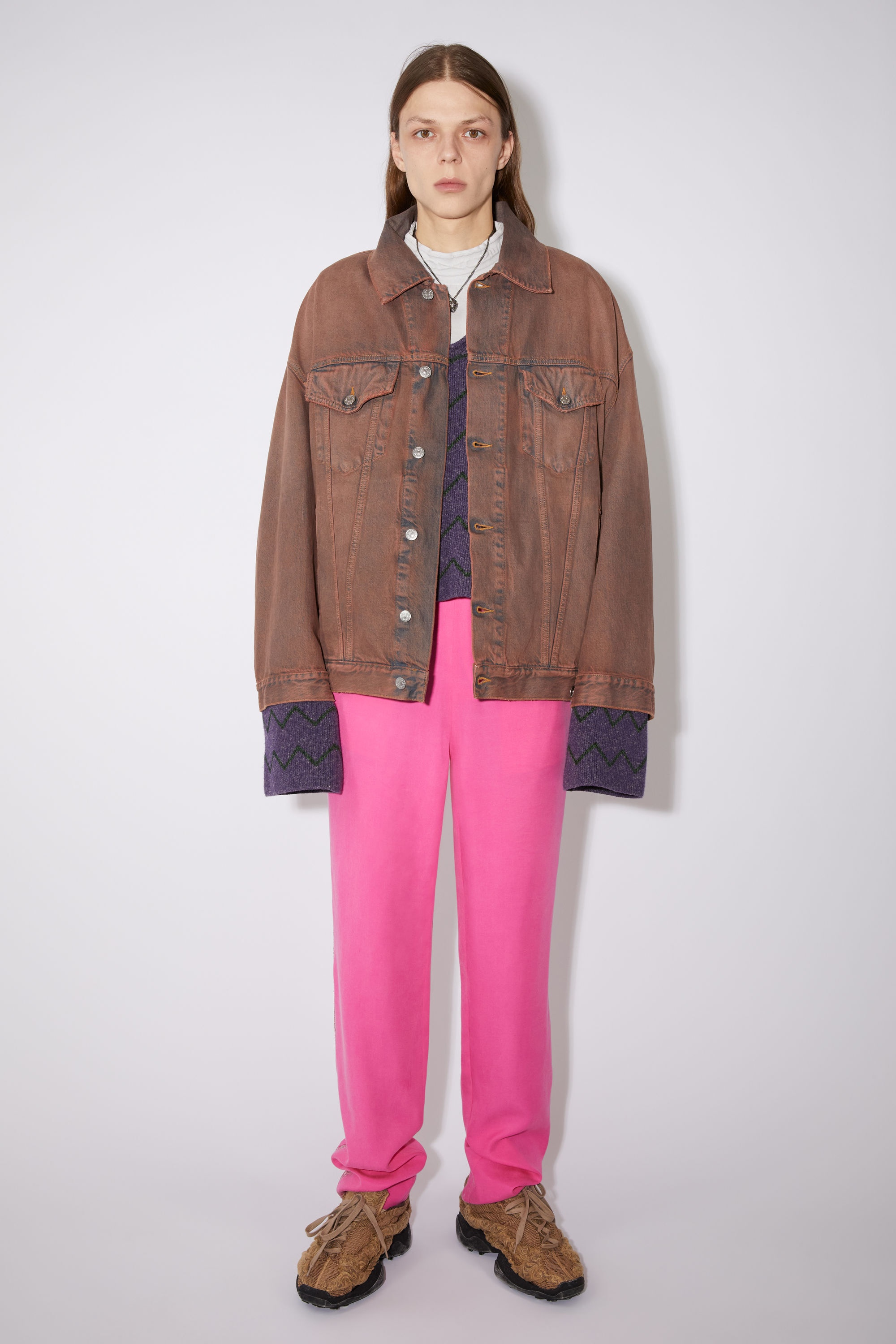 Loose fit denim jacket - Blue/red - 2