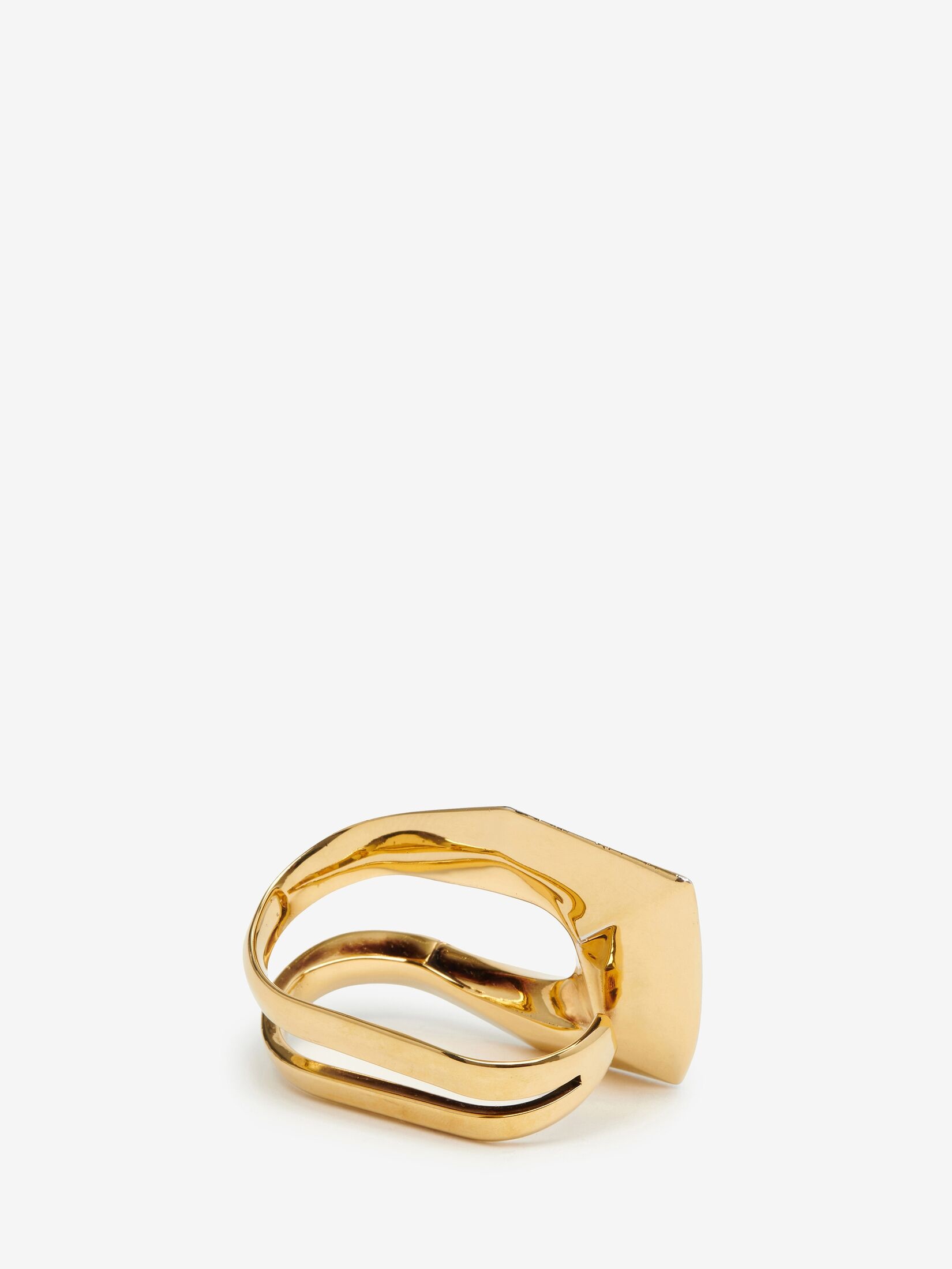 Women's Modernist Double Ring in Antique Gold - 4